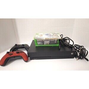 Microsoft Xbox One X Console 1TB 1787 BUNDLE 2 Controllers, Power Cords, 5 Games